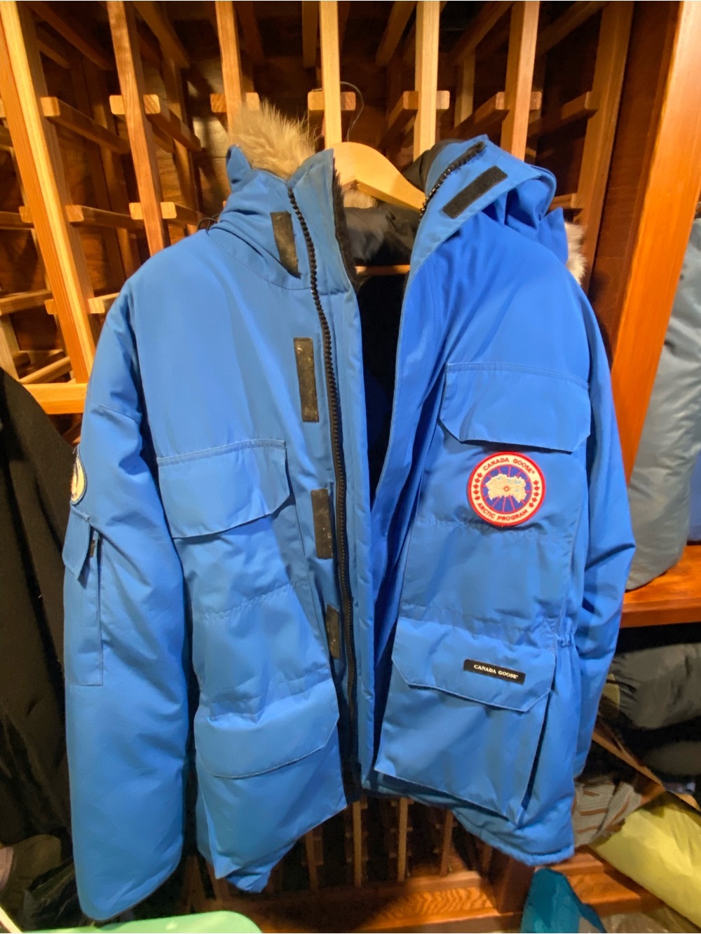Canada Goose Men's Blue Fur-Trim Parka